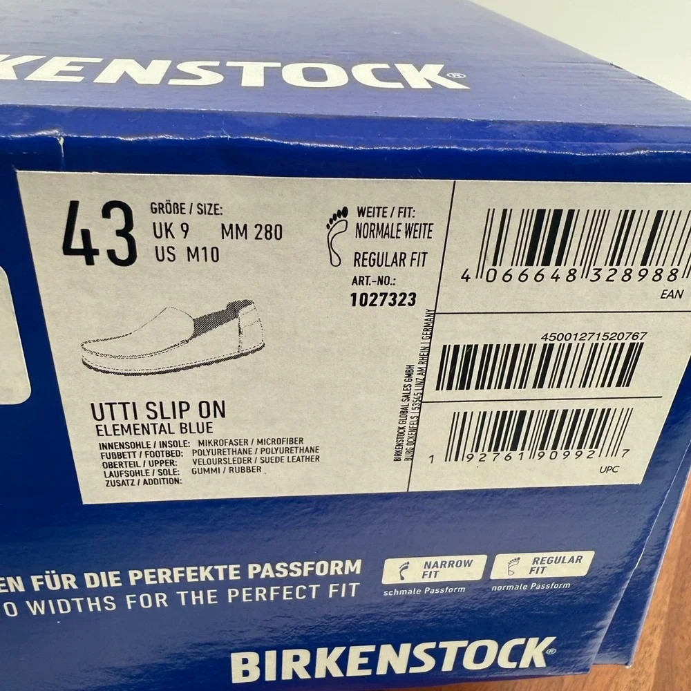 Birkenstock Utti Slip On Elemental Blue Suede Loafers 1027323 Men EU 43/US 10